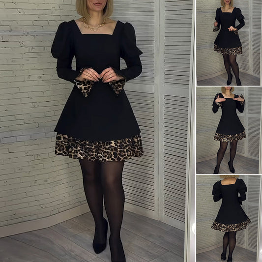 👗❤️[S-5XL] 2024 zimowa nowa, gorąco sprzedająca się modna damska sukienka z czystej bawełny w panterkę-3821916