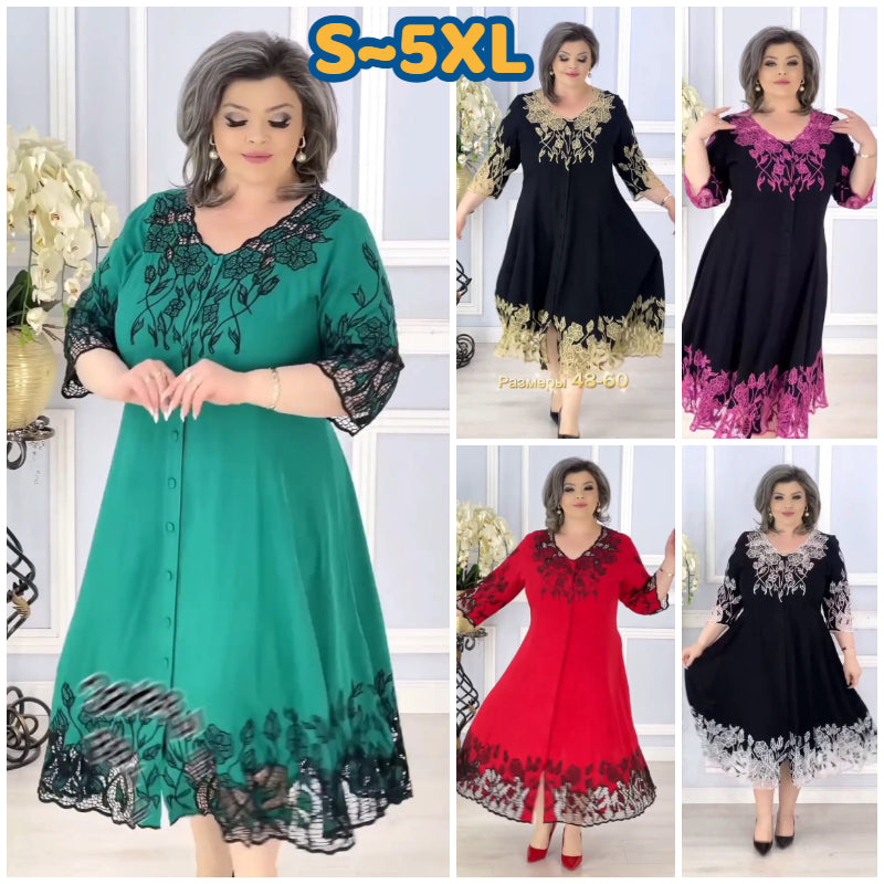 👗【S-5XL】Sukienka z haftowanej koronki, duży rozmiar - modna i elegancka