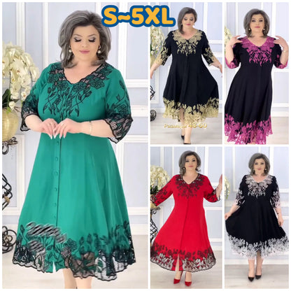 👗【S-5XL】Sukienka z haftowanej koronki, duży rozmiar - modna i elegancka