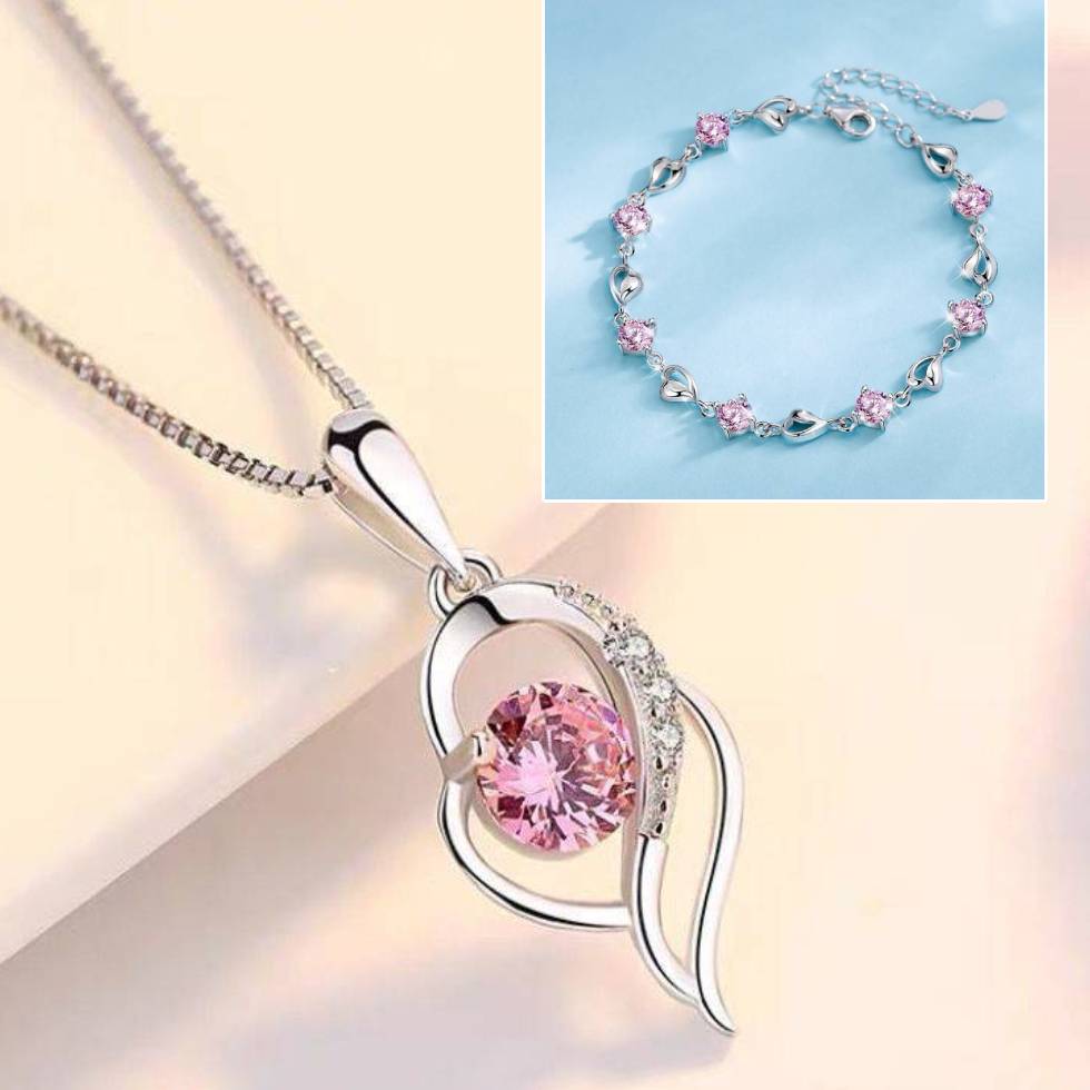 ✨✨【Vásárolj egyet, kapsz egyet ingyen】💎💎925 ezüst karkötő és nyaklánc szett óceáni szív motívummal