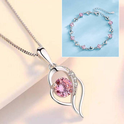 ✨💎Serce oceanu 925 srebro bransoletka + naszyjnik zestaw
