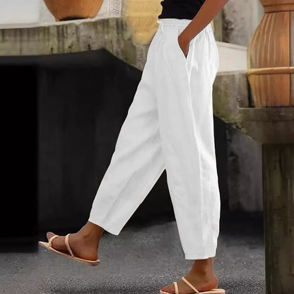 💕48% de descuento💕【40-120 kg】Pantalones casuales para mujer de algodón y lino ✅️Pago contra entrega