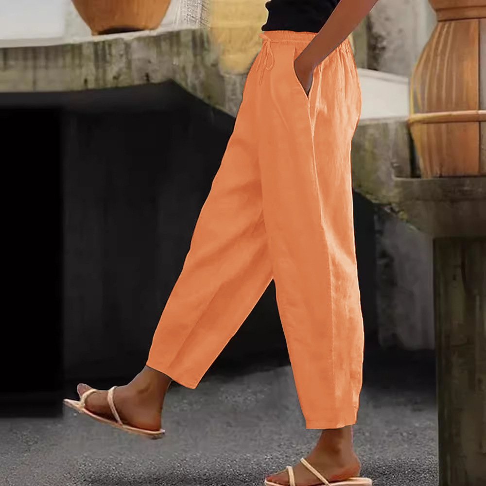 💕48% de descuento💕【40-120 kg】Pantalones casuales para mujer de algodón y lino ✅️Pago contra entrega