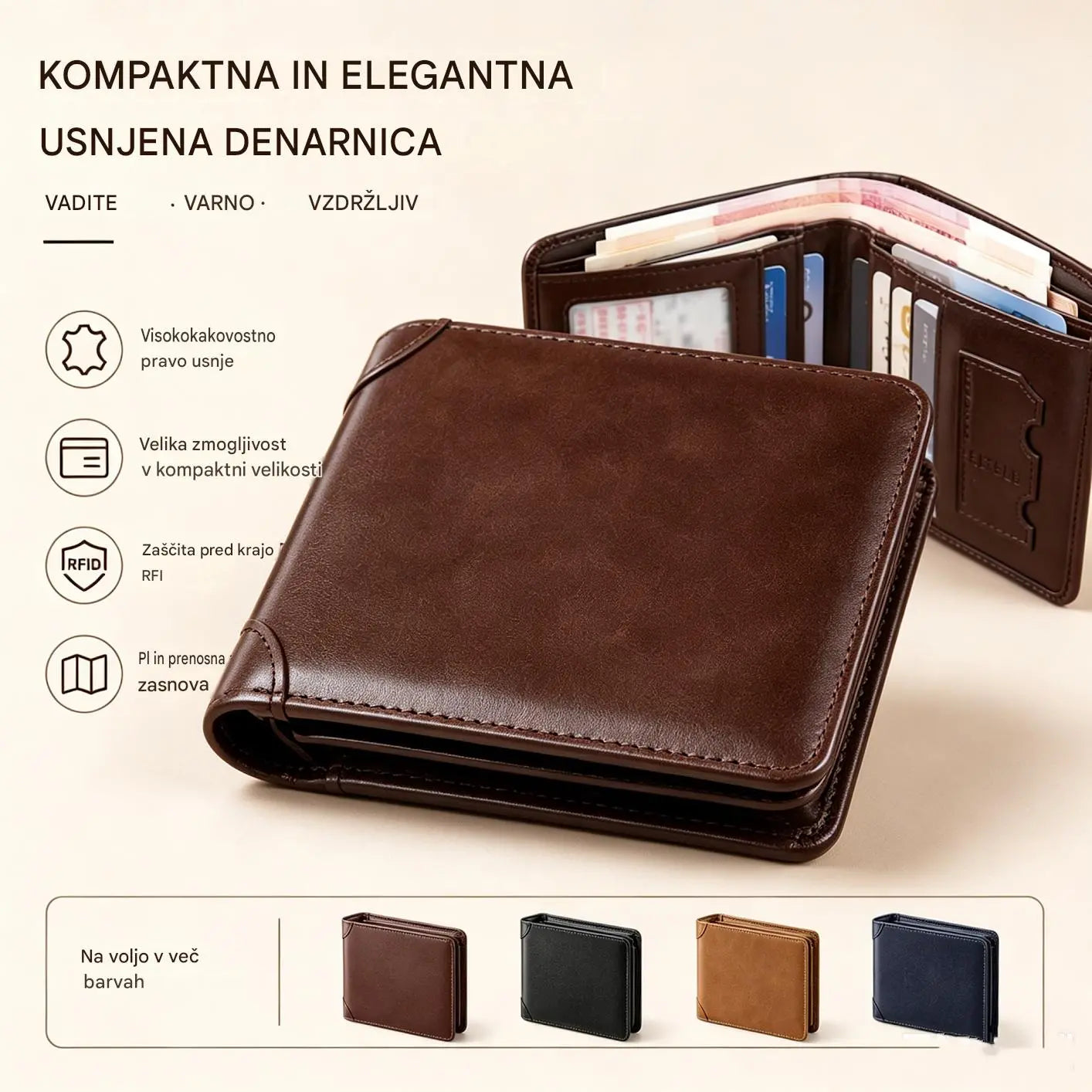 👝✨ Nová pánska peňaženka z pravej kože s ochranou proti krádeži