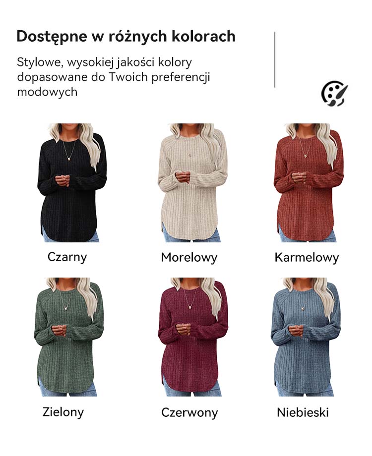 Klasyczny sweter dzianinowy na jesień i zimę – miękki, ciepły i kobiecy.