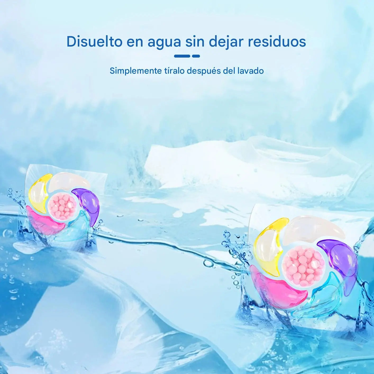 ✨【60 piezas】✨👚Cubo extra grande Las perlas perfumadas para ropa 6 en 1 eliminan manchas y dejan fragancia, eliminan ácaros y bacterias