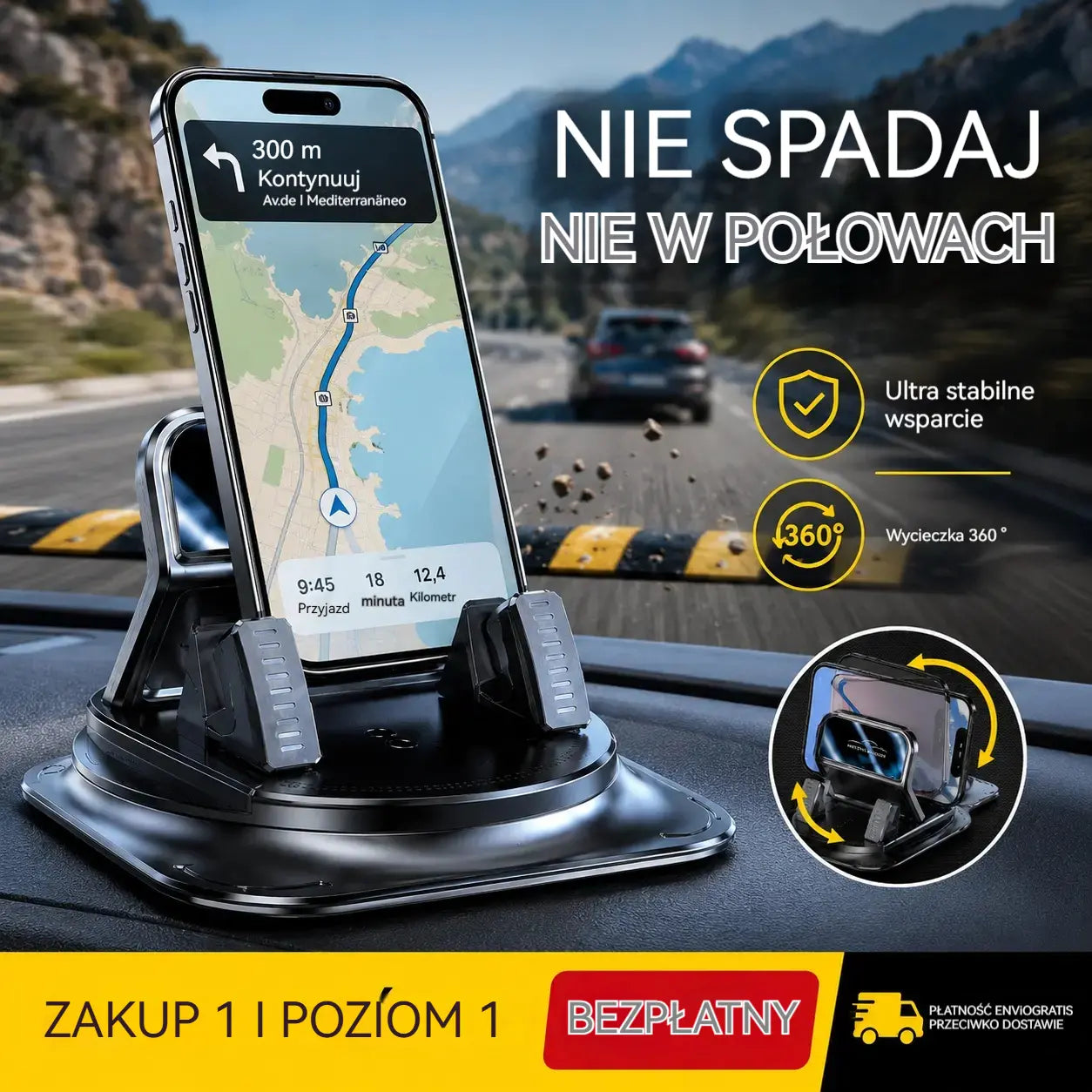 🔥【50% ZNIŻKI】🚗 Bezpieczny i inteligentny: Najlepszy uchwyt samochodowy 2 w 1 na telefon! 🚗