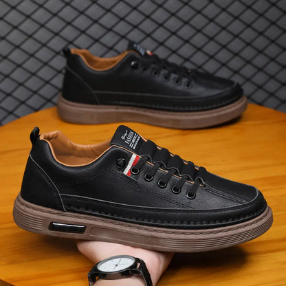 😎👞【Tallas 38-44】Zapatillas deportivas casuales para hombre, con parte superior de cuero genuino y suela suave, antideslizante y transpirable.
