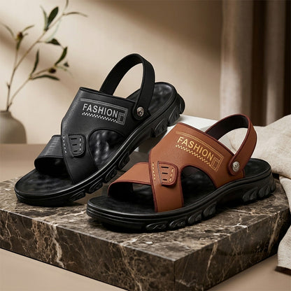 🐂✨【38-47】Nuevas sandalias de playa de cuero con suela gruesa para hombre