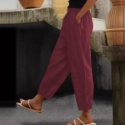 💕48% de descuento💕【40-120 kg】Pantalones casuales para mujer de algodón y lino ✅️Pago contra entrega