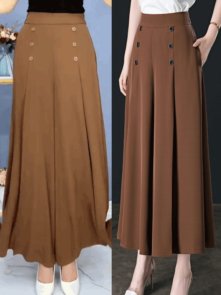 🔥✨【Ограничени количества】【M-5XL】Модерни дамски ежедневни плисирани панталони с висока талия и широки крачоли