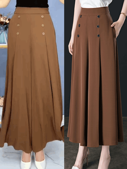 🔥✨【Ограничени количества】【M-5XL】Модерни дамски ежедневни плисирани панталони с висока талия и широки крачоли