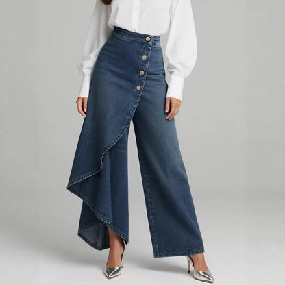 🔥✨【S-3XL】Damskie jeansy z wysokim stanem i szerokimi nogawkami, luźny krój, elegancki design.