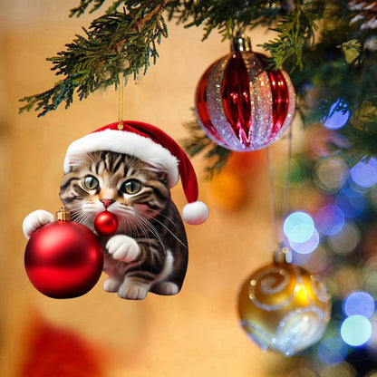 🔥🐈【Kup 7, a 3 otrzymasz gratis】🎄10 sztuk😻Zawieszki do dekoracji choinki w kształcie kotka-3790638