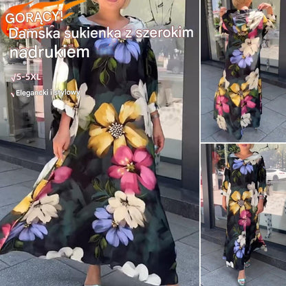 🔥🔥【S-5XL】💖Damska sukienka z szerokim nadrukiem3907856