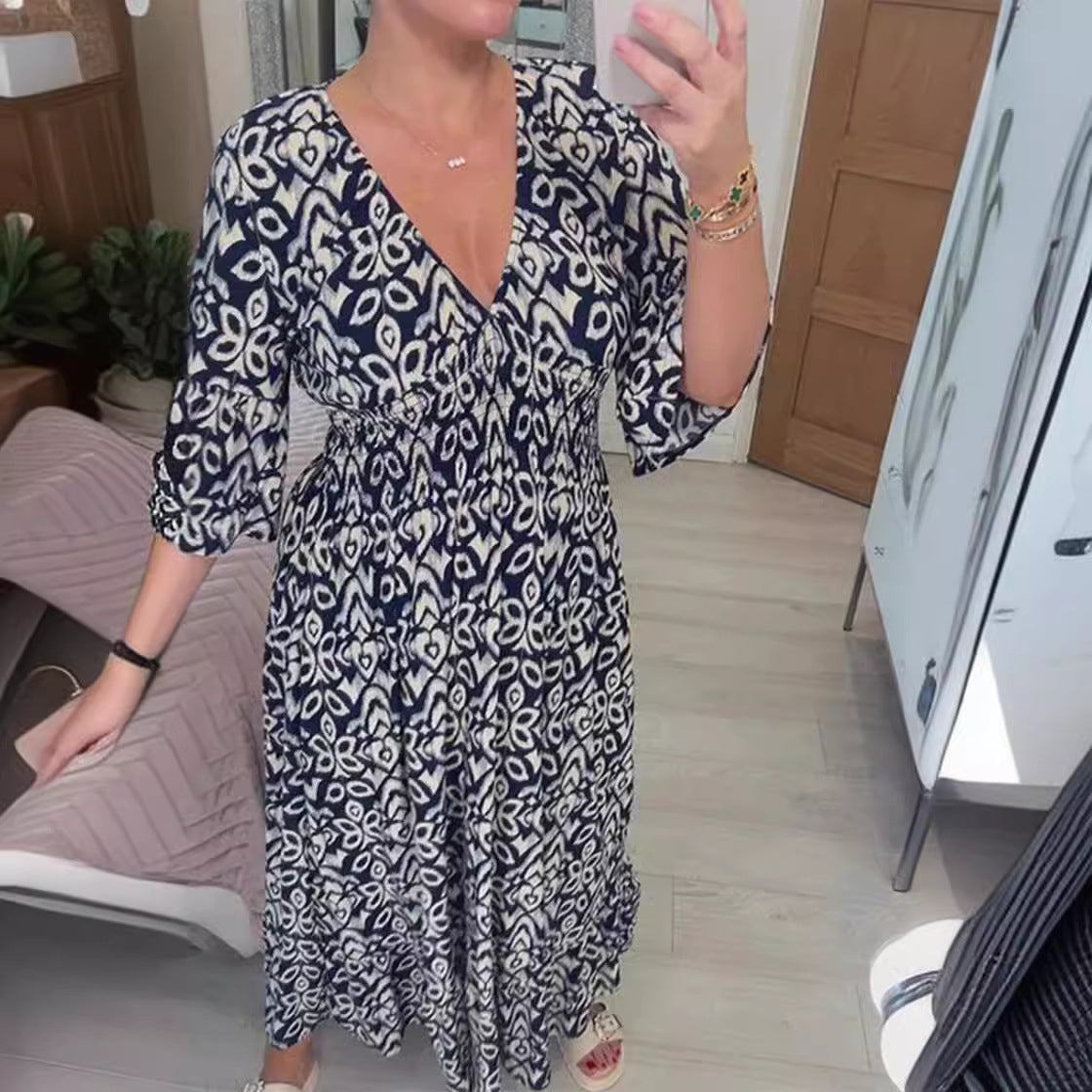 ✨💃【S-5XL】Sukienka w stylu boho z dekoltem w serek, modna na lato