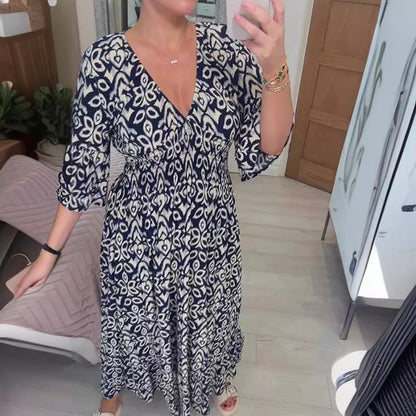 ✨💃【S-5XL】Sukienka w stylu boho z dekoltem w serek, modna na lato