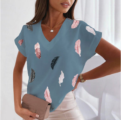 🎉🌈【Ograniczona ilość】🔥✨【S-6XL】2025 Lato Nowy Prosty Wygodny Miękki Damski T-shirt z nadrukiem 3D Piór