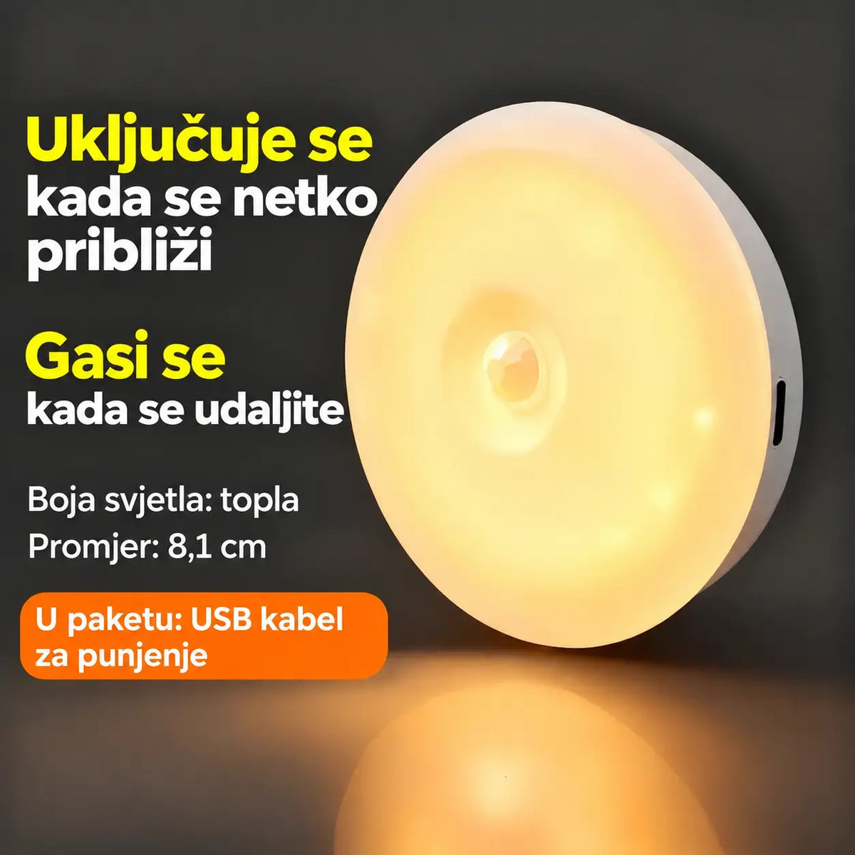 【Kupite 1, drugi dobijte besplatno】💡Pametno punjivo LED svjetlo sa senzorom pokreta – praktično i korisno.