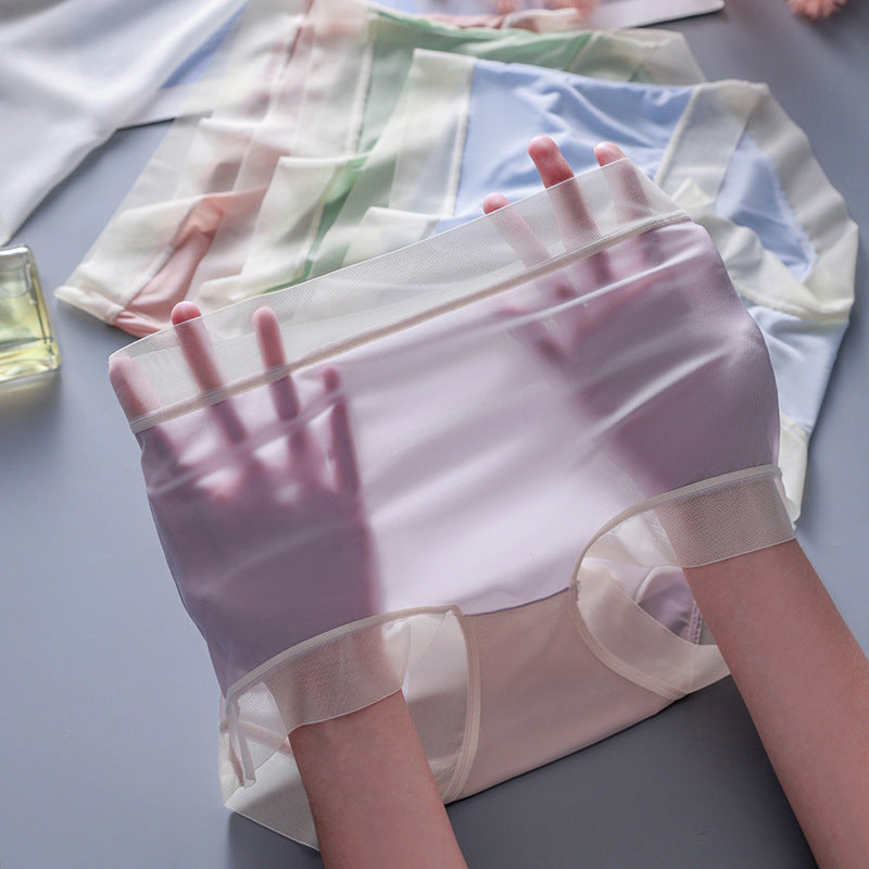 🌹🌹🌹 (pakiranje od 6 komada) Ženske gaćice visokog struka od ledene svile, izrađene od osvježavajućeg materijala ledene svile, uvijek su prozračne.