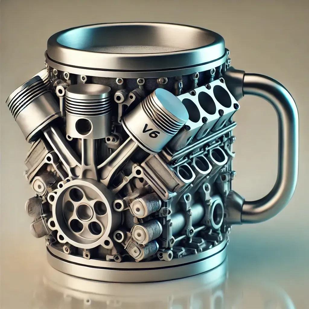 🎁☕【50% de descuento🔥】Kreatív V6/V8 motoros rozsdamentes acél kávés bögre