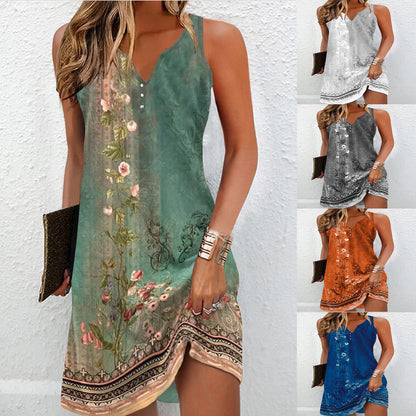 👗💖Damska letnia koszula bez rękawów z nadrukiem