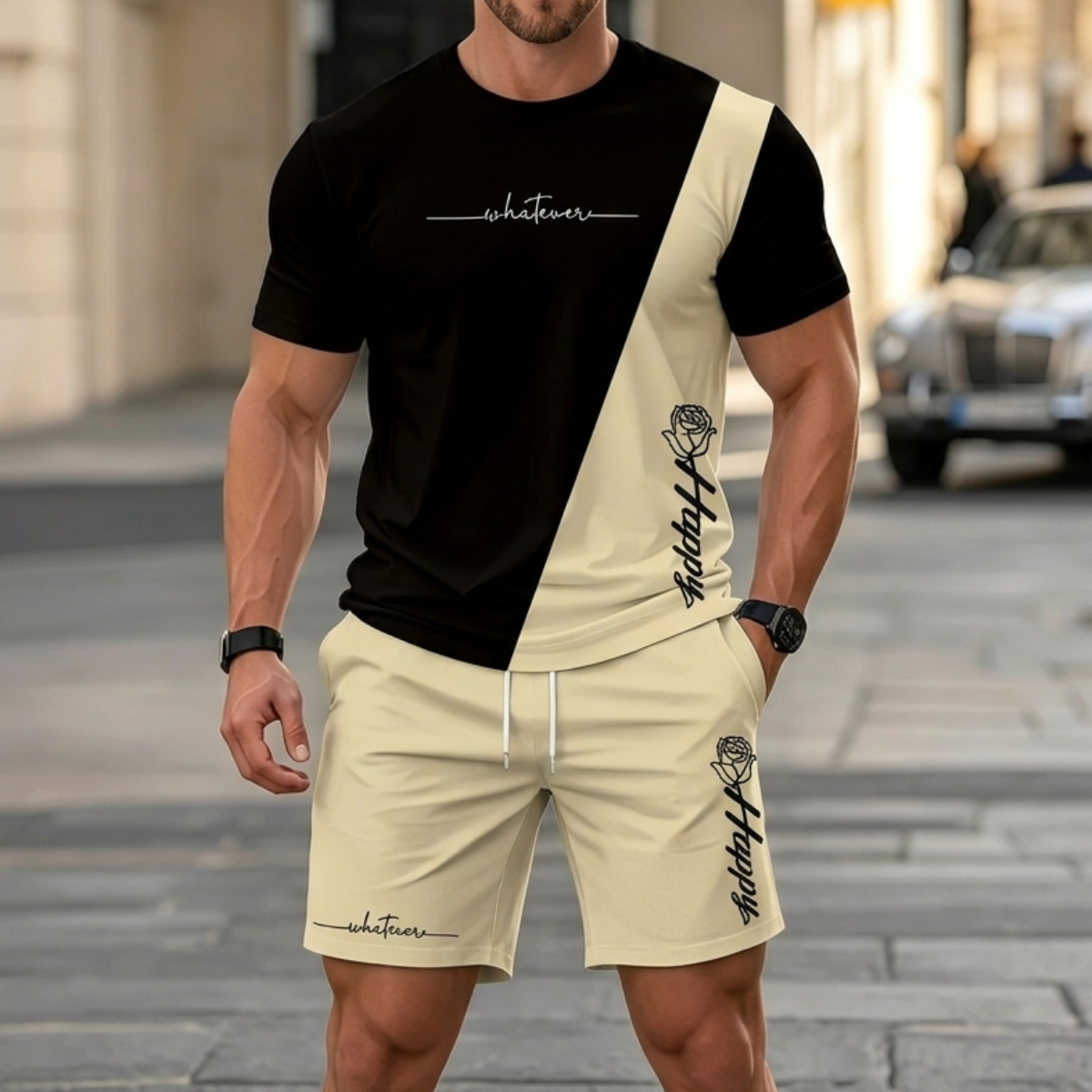 ✨【Pago contra entrega】Conjunto deportivo de verano de 2 piezas para hombre: cómoda camiseta de manga corta y pantalones cortos para uso diario y en casa.✅️Pago contra entrega