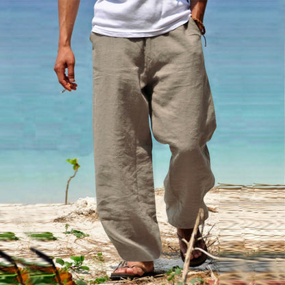 👖🕺【Połowa ceny 🔥】【S–5XL】😍 Męskie spodnie plus size na lato – proste i szerokie nogawki, jednolity kolor, wiązanie w pasie, styl casual i przewiewny materiał.
