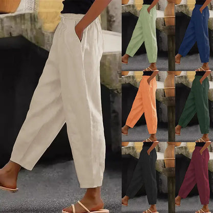 💕48% de descuento💕【40-120 kg】Pantalones casuales para mujer de algodón y lino ✅️Pago contra entrega