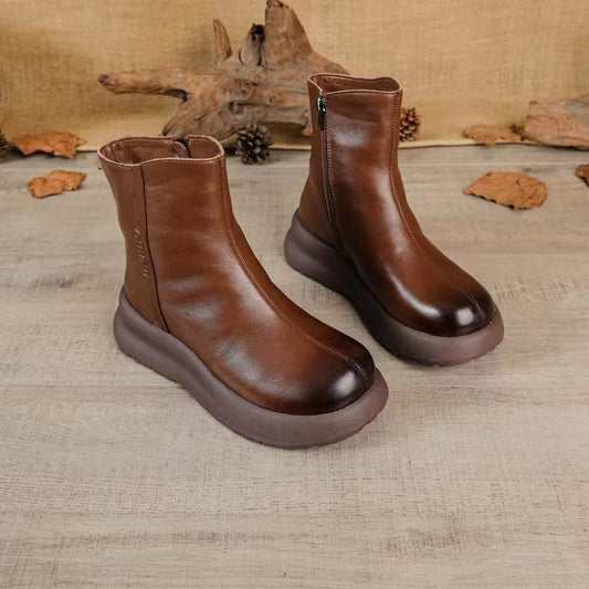 ✨💕 【35-40】2024 zimowe nowe damskie krótkie buty zimowe z wełnianą retro grubą podeszwą-3834853