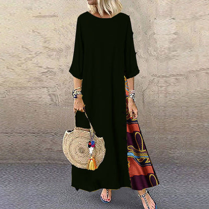 🌾💕[M-5XL] Nowa lniana sukienka w stylu retro z rękawami o średniej długości – miękka i przyjemna w dotyku
