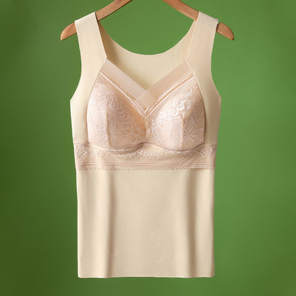 🔥❤️【40-100 komada】Ženski topli jesensko-zimski baršunasti prsluk od čipke s ugrađenim jastučićem za prsa