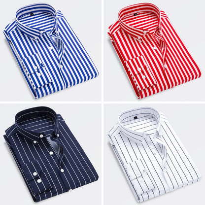 🔥👕🔥【M-5XL】Męska koszula biznesowa w paski z długim rękawem 2025
