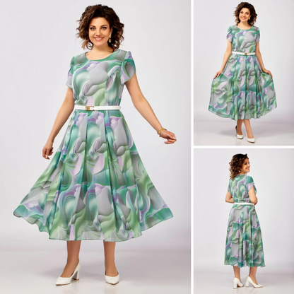 💃🌷Stylowa sukienka wiosenna z dekoltem O i lekkim materiałem
