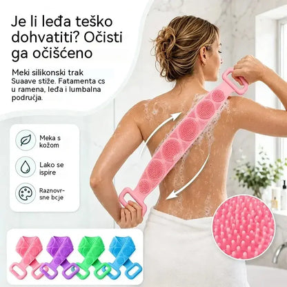 🔥Kupite jedan, drugi dobijete gratis🔥🛁 Dvostrane silikonske rukavice za kupanje – Izuzetno duga četka za piling tijela za jednostavno čišćenje leđa