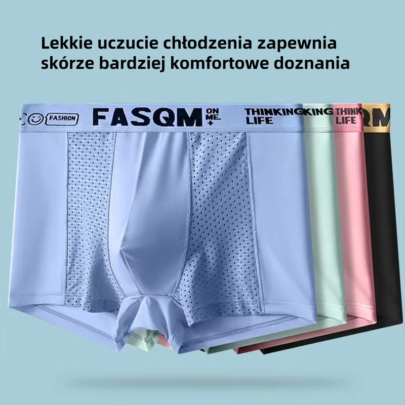 (6 sztuk) męskie bokserki z lodowego jedwabiu z oddychającą siatką_3634448
