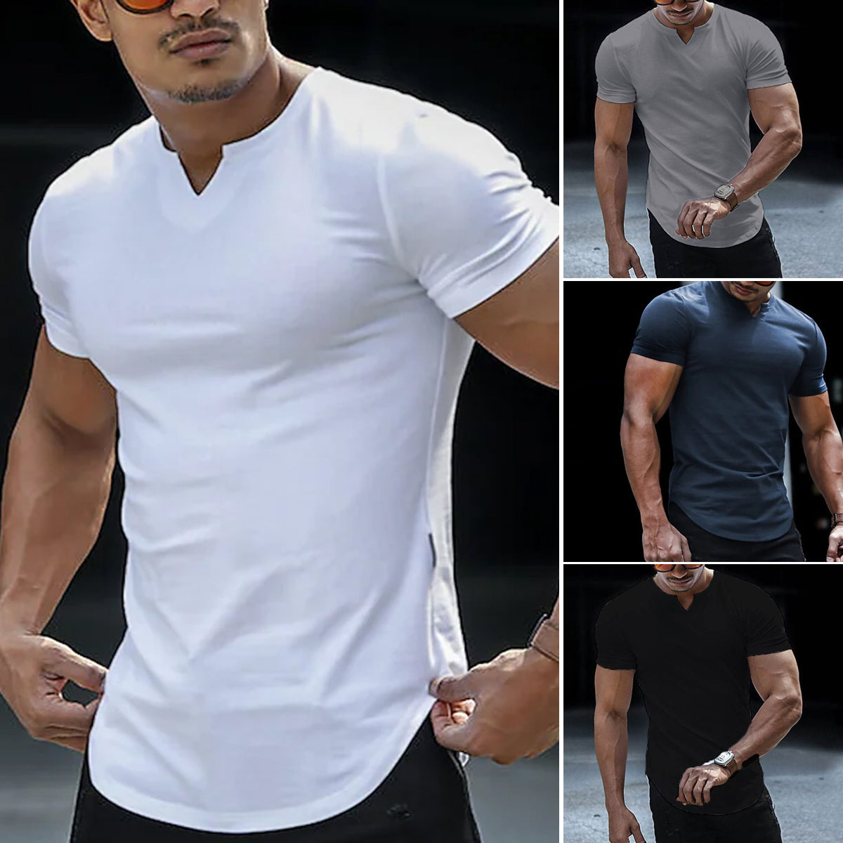 🔥Specjalne oferty letnie🔥Męska koszulka z dekoltem w serek w jednolitym kolorze✅Oddychająca i wygodna✅Dostępne w różnych kolorach