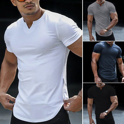 🔥Specjalne oferty letnie🔥Męska koszulka z dekoltem w serek w jednolitym kolorze✅Oddychająca i wygodna✅Dostępne w różnych kolorach
