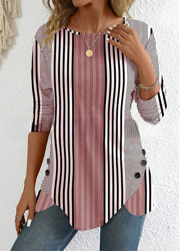 ✨🔥【Ograniczona ilość】【S-5XL】2026 Nowa wiosenna, modna, swobodna, drukowana koszula damska w paski