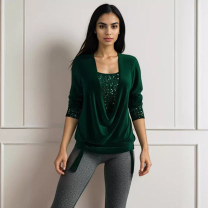 ✨🎁【S-3XL】2025 Zimowe nowe modne błyszczące damskie wysokiej jakości eleganckie bluzki z długim rękawem