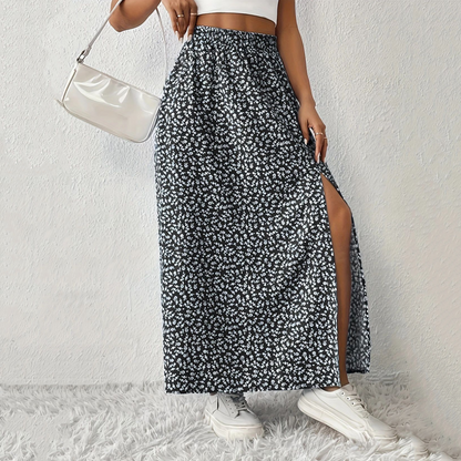 🌈🌷【50% de descuento✨】Nueva falda casual de verano con estampado floral y abertura.