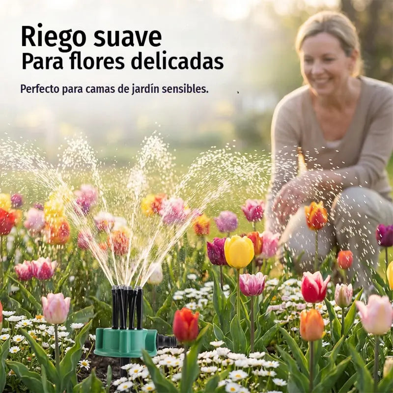 ✨ Aspersor automático multicabezal de jardín de 360° ✅️Pago contra entrega