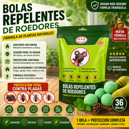 🌿✨【50 bolas】Potentes bolas repelentes de roedores e insectos, con ingredientes de origen vegetal, seguras para humanos y mascotas.✅️Pago contra entrega