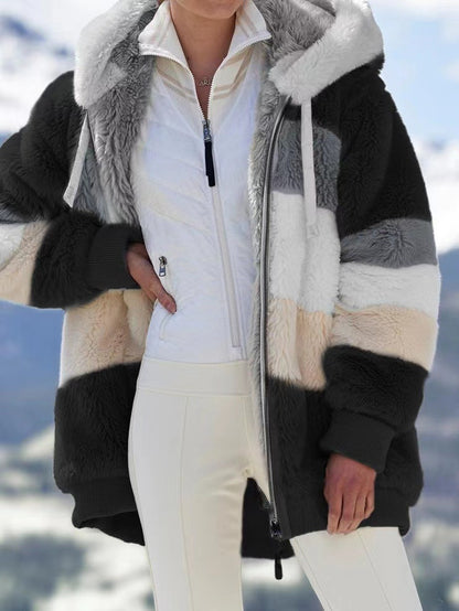 ☃️Časovno omejen popust 35%❄️【S-5XL】Nov ženski zimski plašč 2025, debele plišaste črte