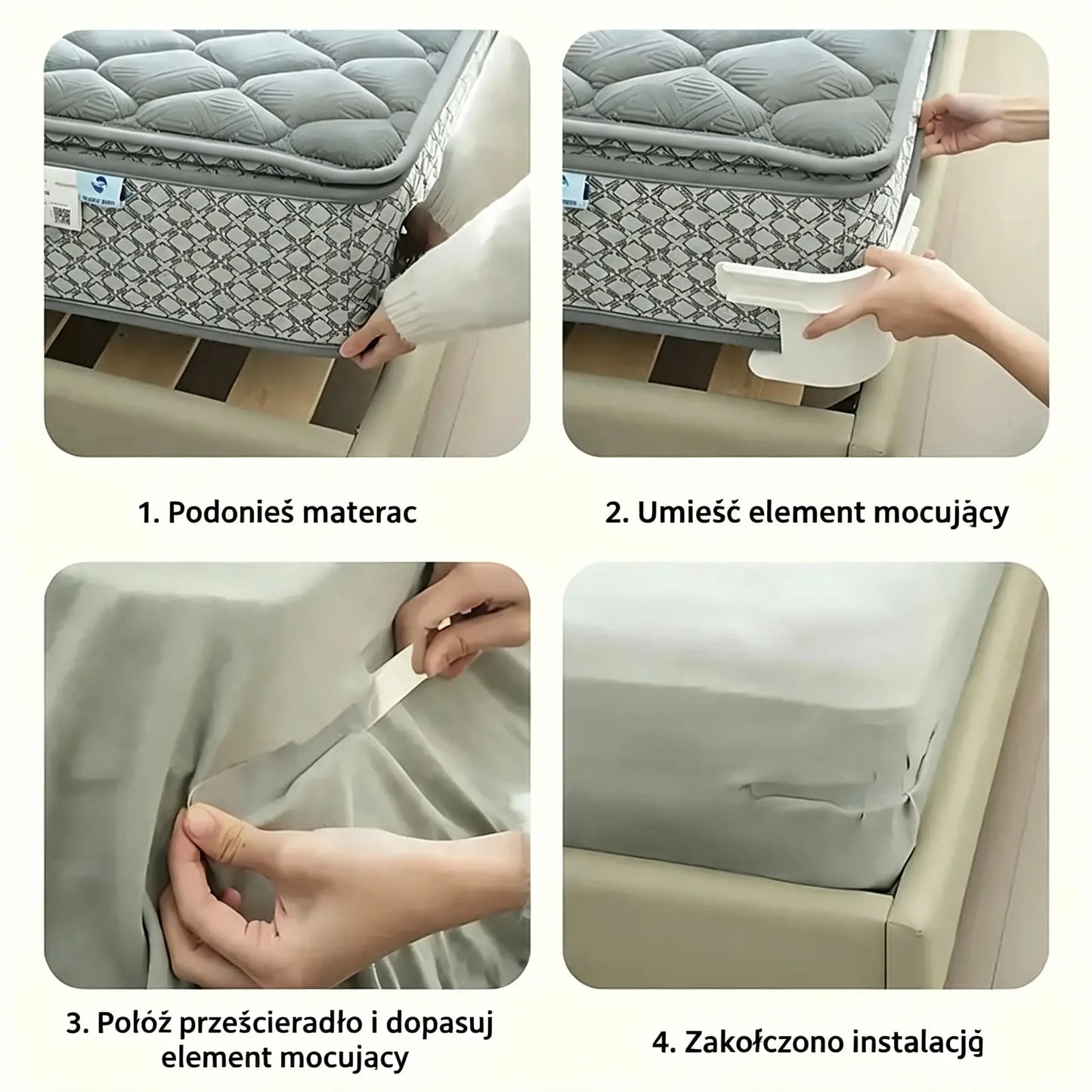 [4/8 sztuk]🧵🏠Niewidoczne zapięcia do prześcieradeł – bezigłowe, antypoślizgowe i łatwe w użyciu