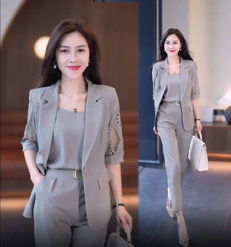 🏆【Kurtka + kamizelka + spodnie】Trzyczęściowy komplet, nowy modny garnitur casualowy 2025