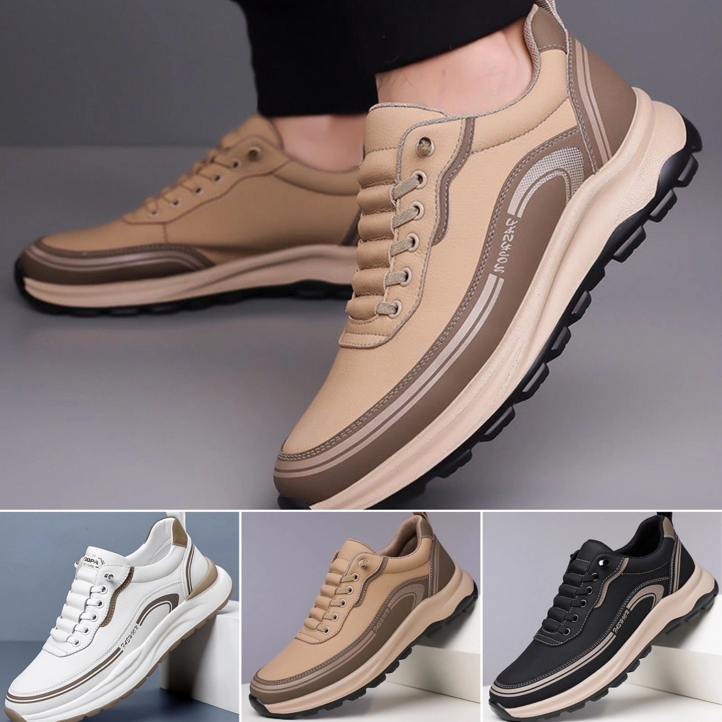 🔥【Letný výpredaj】🔥【Veľkosť 39-45】Pánske kožené tenisky, mäkká podrážka, pohodlné