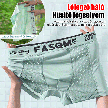 ⏰⏰【6 kusů/12kusů】Nový styl, pohodlné a prodyšné, síťované, ledové hedvábné boxerky velké velikosti