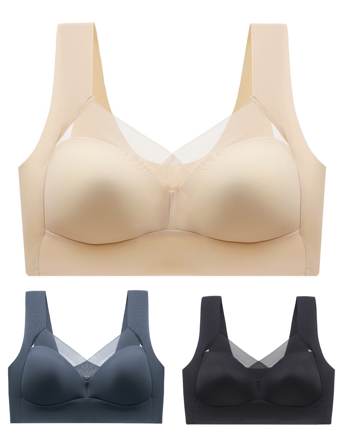 😍【Paquete de 3】Sujetador moldeador transpirable sin aros y sin costuras de tallas grandes🔥【40-110 kg】