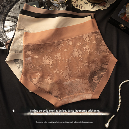 💥[5-delni komplet] Ženske visoko elastične brezšivne čipkaste hlačke s funkcijo za nadzor trebuha in dvig zadnjice